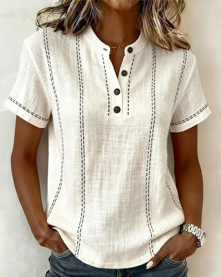 Marisela | Casual T-Shirt with V-Neck Button