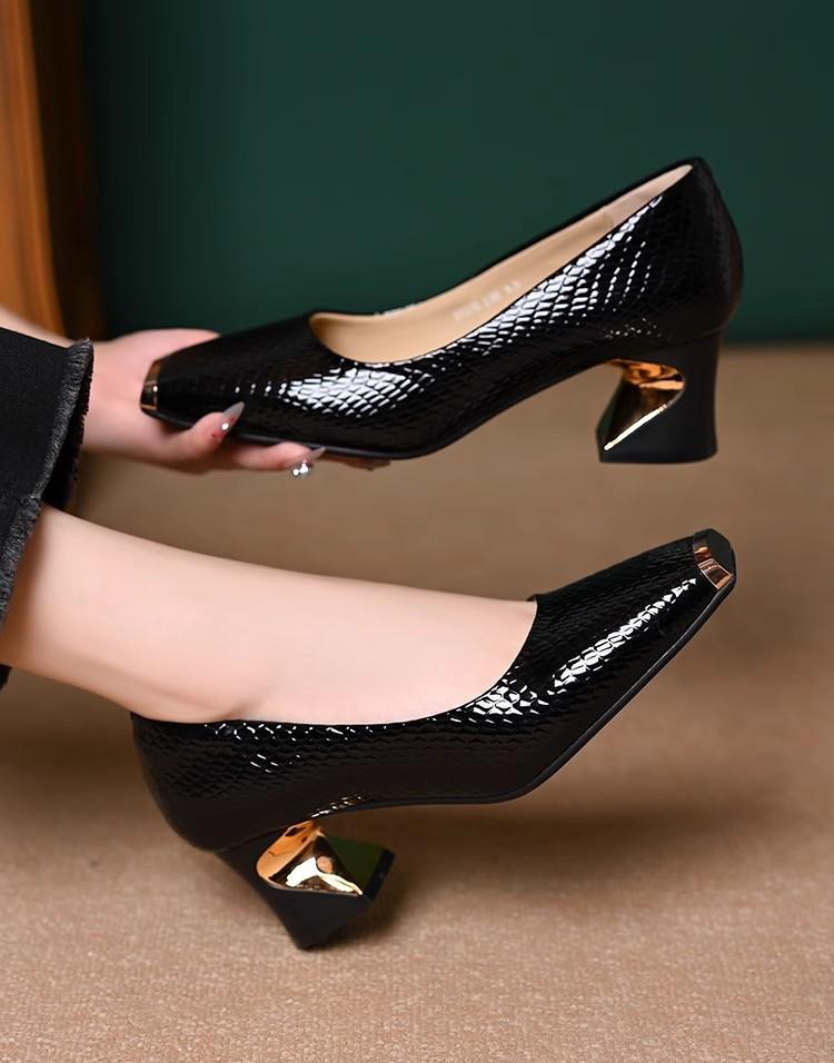 MAELYS | Snake-Effect Shoes with Chunky Heel