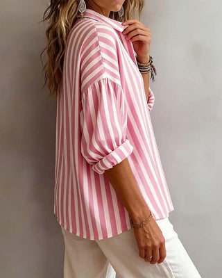 Maura | Striped Loose Blouse with Collar