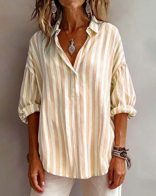 Maura | Striped Loose Blouse with Collar