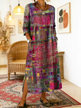 AYLINA | Women's Ethnic Patchwork Print Dress