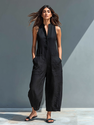 Niamh Sleeveless Linen Jumpsuit