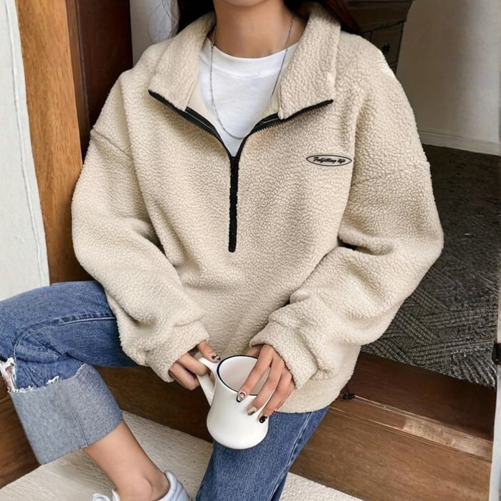 AVALANNA™ - Comfy Fuzzy Half-Zip Long-Sleeve Sweatshirt