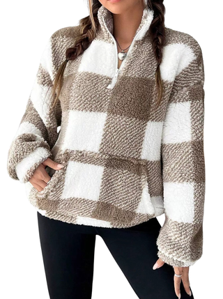 HILARY™ - Casual Plaid Half-Zip Pullover