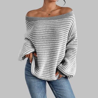 SURI™ - Casual Striped Drop Shoulder Long-Sleeve Sweater