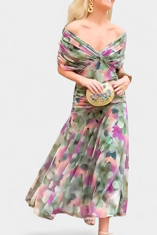 FLORENDA™ | Long Floral V-Neck Dress