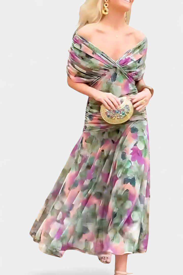 FLORENDA™ | Long Floral V-Neck Dress