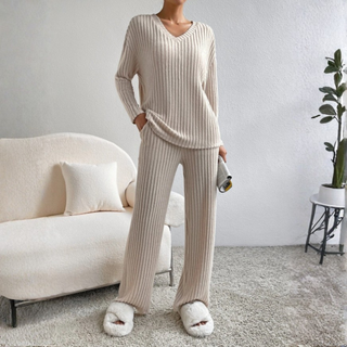 ENLINS™ - Casual Long-Sleeve V-Neck Top and Pants Set