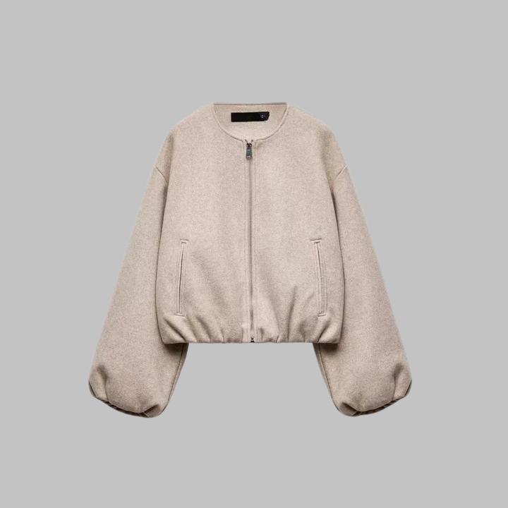 OVALIE™ - Chic Long-Sleeve Zipper Crop Top Jacket