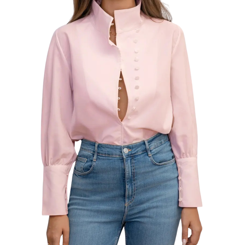 ROXIE™ - Elegant Long-Sleeve Stand Collar Shirt