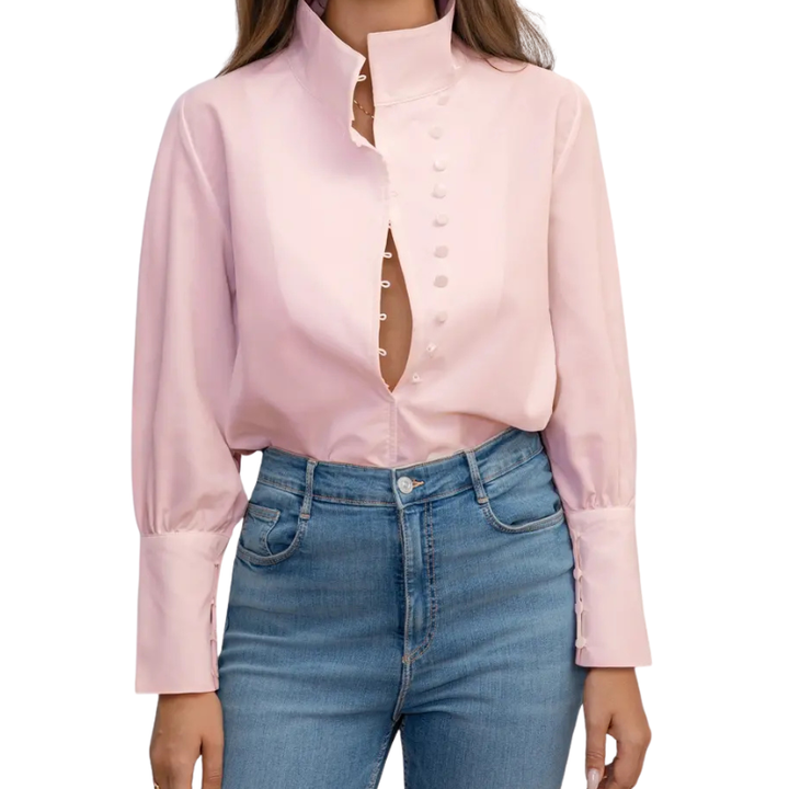 ROXIE™ - Elegant Long-Sleeve Stand Collar Shirt