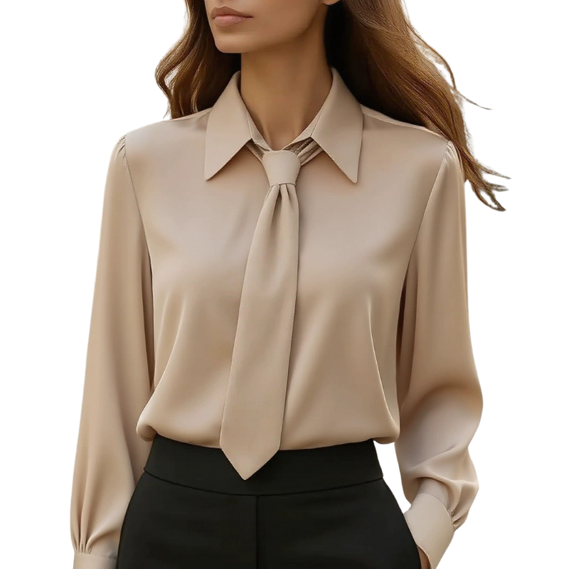 JONNIE™ - Modern Tie Detail Long-Sleeve Shirt