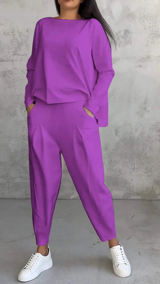 AMELIA | Casual Two-Piece Set with Round Neck and Long-Sleeves