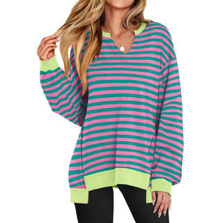 GENEVA™ - Casual Lightweight V-Neck Oversized Long-Sleeve Sweatshirt