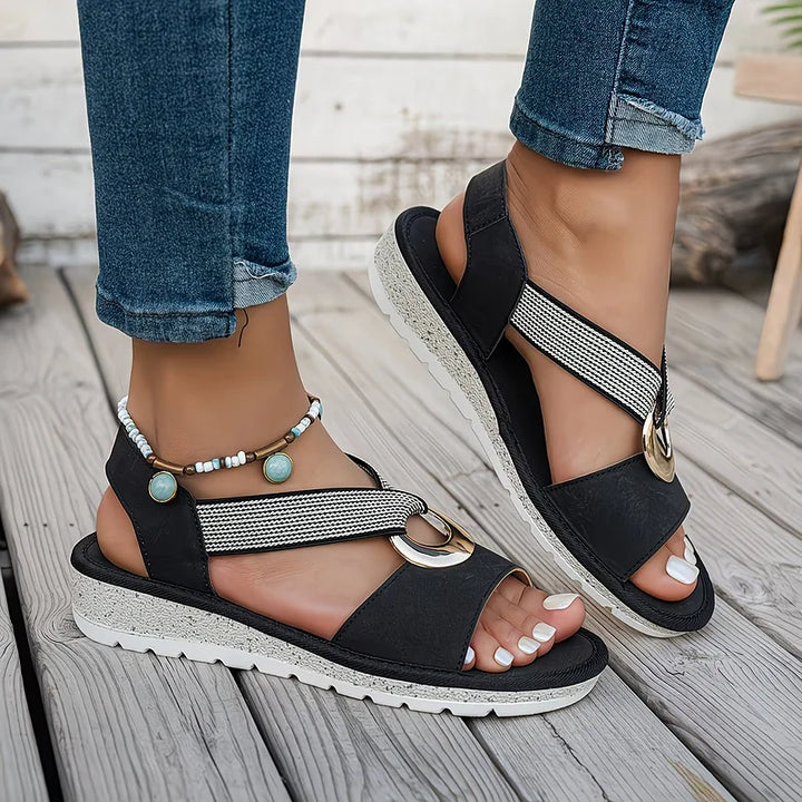 SKYLAR™ | Flat Sandals With Metal Buckle