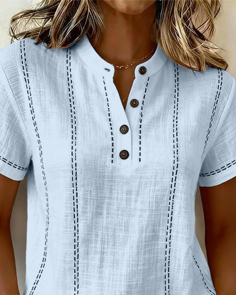 Marisela | Casual T-Shirt with V-Neck Button