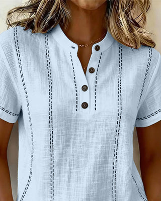 Marisela | Casual T-Shirt with V-Neck Button