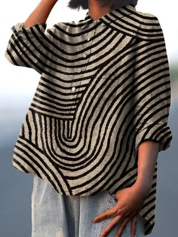Cecelia | Women's Circular Line Pattern Print Casual Shirt