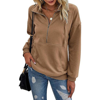 ANNIE™ - Women's Lapel Zip-Up Casual Pullover Sweatshirt