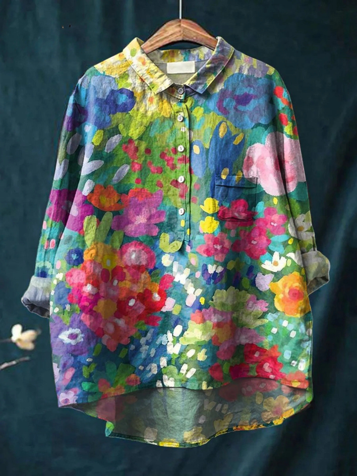 Jasmine | Women's Vintage Lovely Floral Art Print Casual Shirt