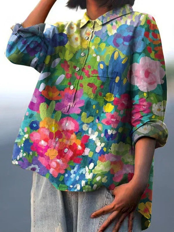 Jasmine | Women's Vintage Lovely Floral Art Print Casual Shirt