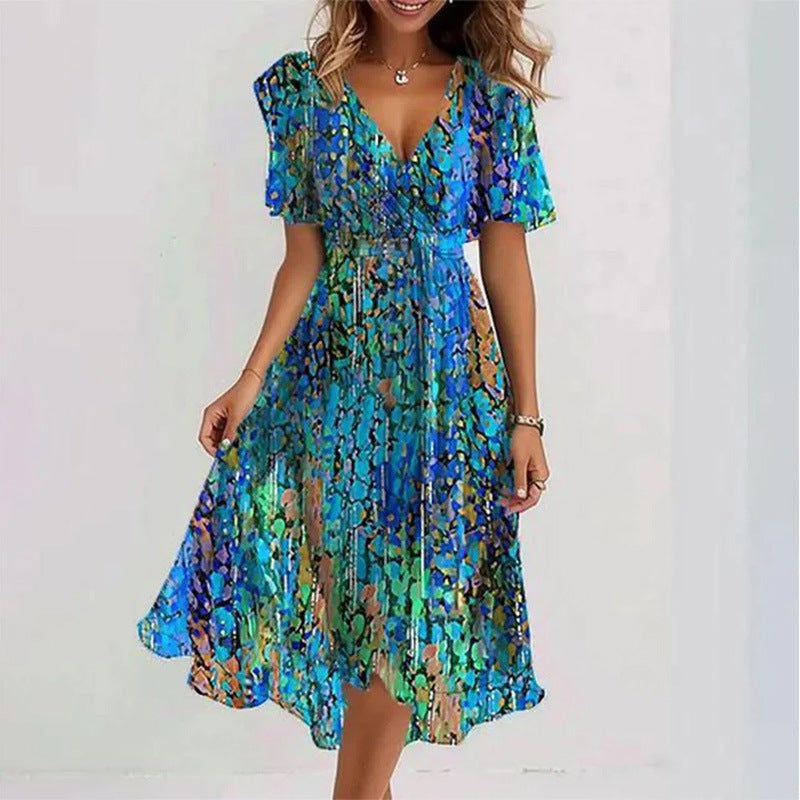 ELIRA | Women's Casual Printed V-Neck Dress