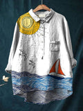 Marine | Women's Coastal Waves Print Casual Shirt