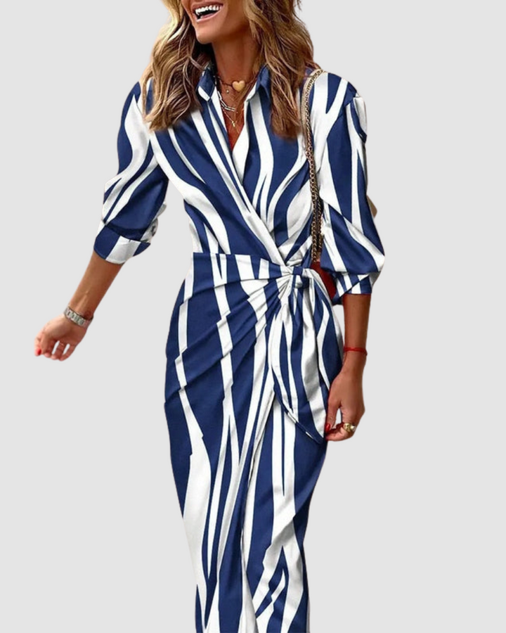 Eloria Striped Elegance Dress