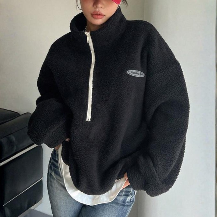 AVALANNA™ - Comfy Fuzzy Half-Zip Long-Sleeve Sweatshirt