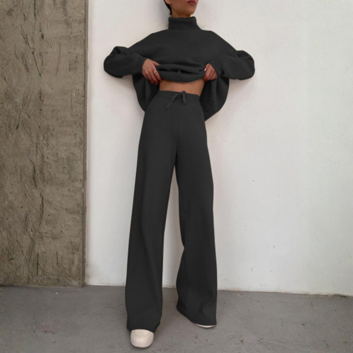 TADUM™ - Cozy Long-Sleeve Turtleneck Top and Wide-Leg Pants Set
