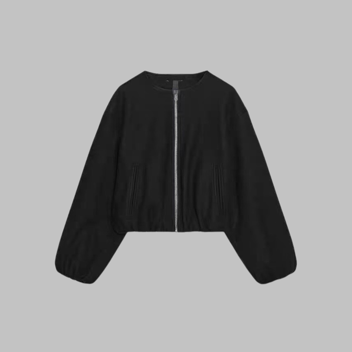 OVALIE™ - Chic Long-Sleeve Zipper Crop Top Jacket