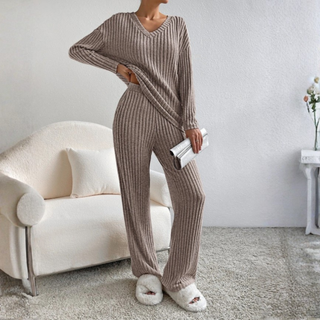 ENLINS™ - Casual Long-Sleeve V-Neck Top and Pants Set