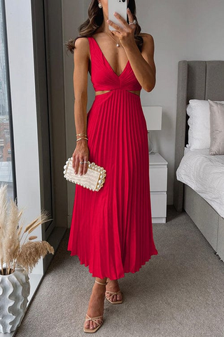 SANNE™ | Elegant Pleated Midi Dress