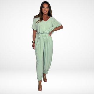 Elena | Relaxed V-Neck Jumpsuit with Waist Tie