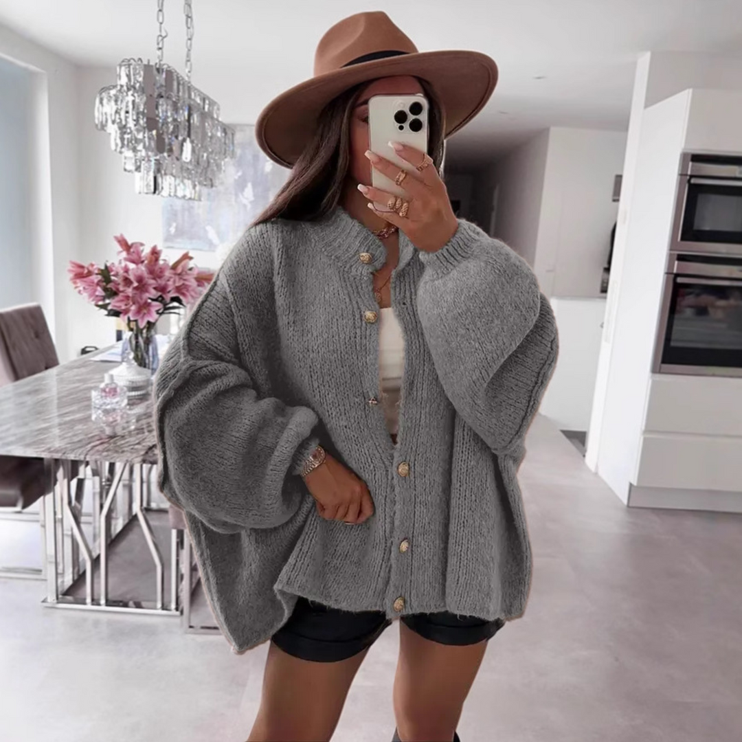 VANDANA™ - Classic Button-Down Long-Sleeve Cardigan