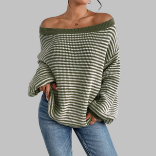 SURI™ - Casual Striped Drop Shoulder Long-Sleeve Sweater