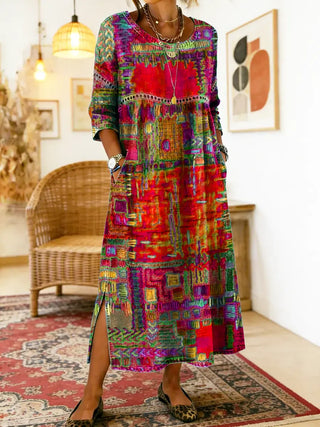 AYLINA | Women's Ethnic Patchwork Print Dress