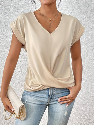 MEIKA™ - Classic Twist Detail V-Neck Top