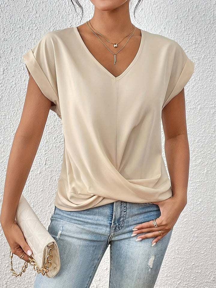 MEIKA™ - Classic Twist Detail V-Neck Top