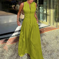 HONORATA™ - Relaxed Loose Fit Zippered Round-Neck Maxi Dress