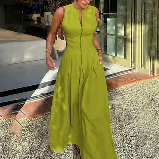 HONORATA™ - Relaxed Loose Fit Zippered Round-Neck Maxi Dress