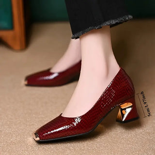 MAELYS | Snake-Effect Shoes with Chunky Heel