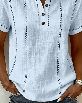 Marisela | Casual T-Shirt with V-Neck Button