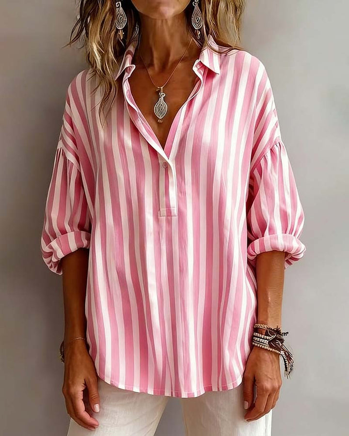 Maura | Striped Loose Blouse with Collar