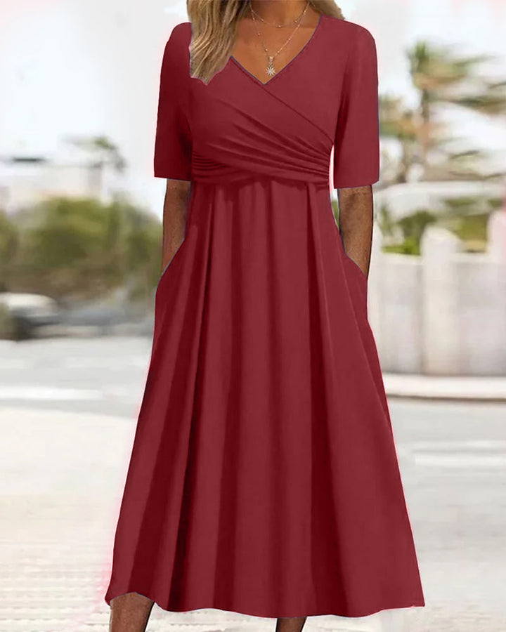 Pien - Crossover Dress With Short-Sleeves