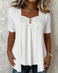 Falissa - Square-Cut Shirt with Patchwork Cut-Out Collar