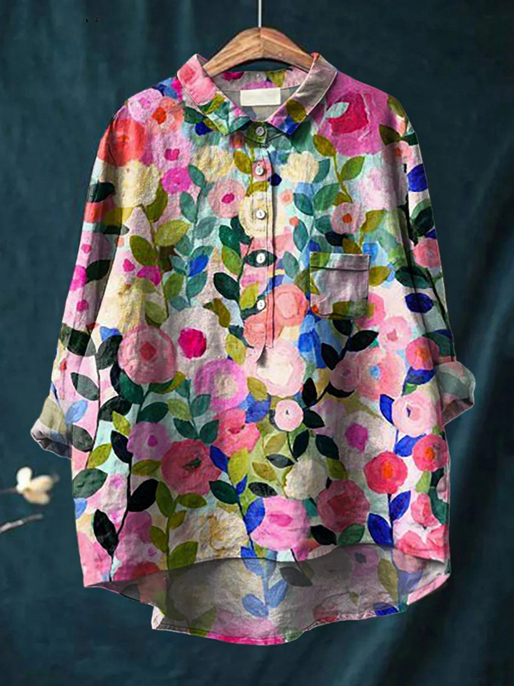 Delia | Colourful Spring Floral Garden Printed Women's Casual Shirt