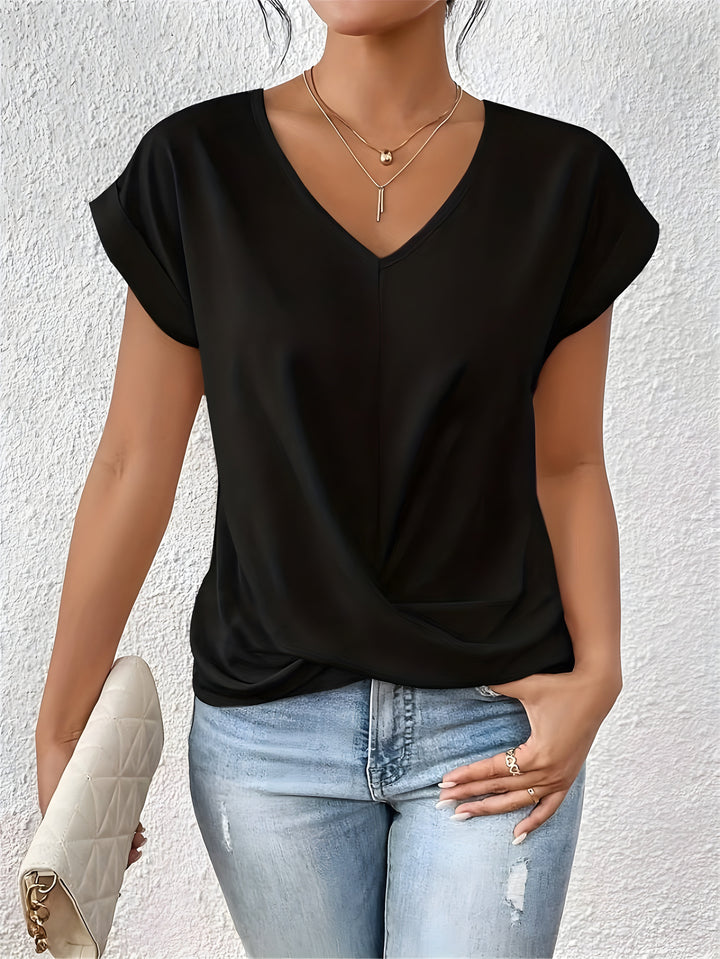 MEIKA™ - Classic Twist Detail V-Neck Top