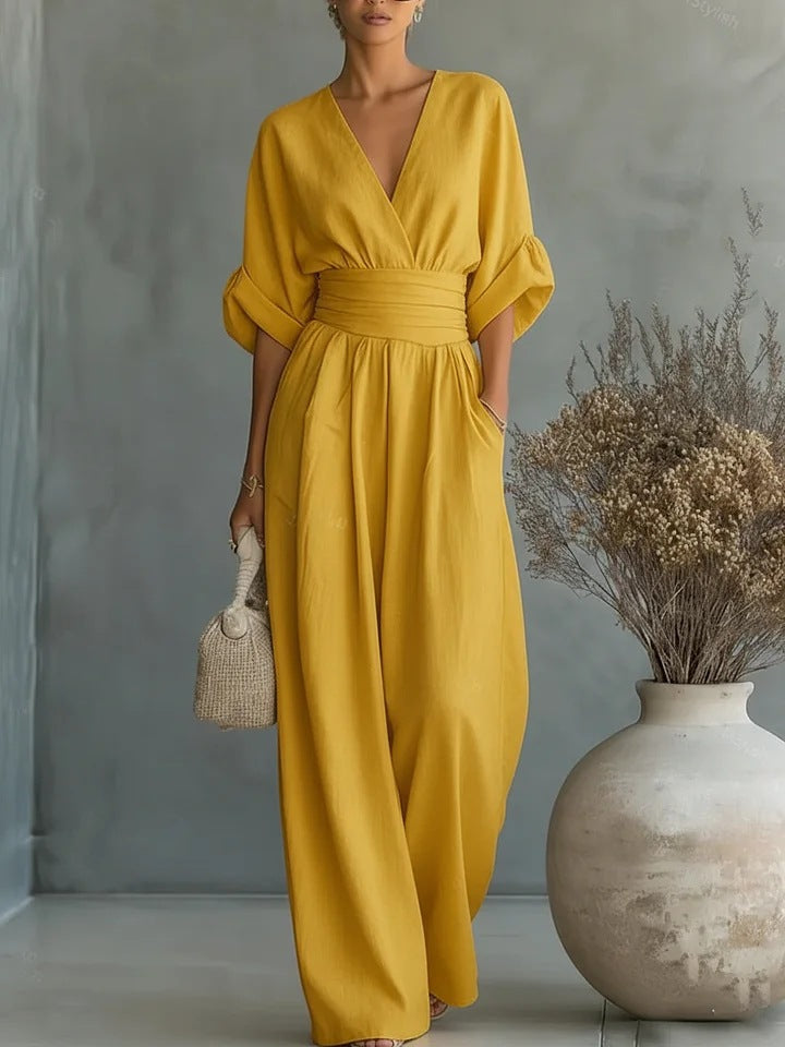 VALENCIA | Elegant Slimming Jumpsuit with V-Neck