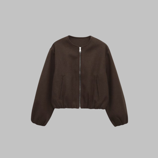 OVALIE™ - Chic Long-Sleeve Zipper Crop Top Jacket